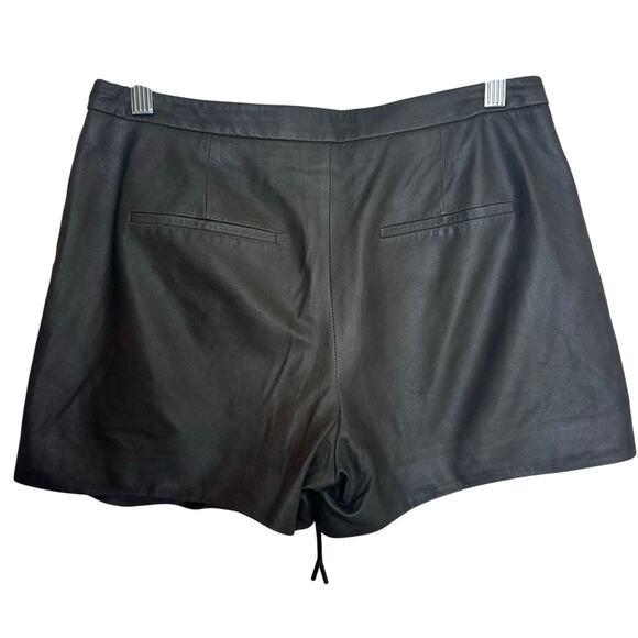 Alexander Wang Brown Lamb Leather Shorts Elastic Drawstring sz 4 EUC - Picture 2 of 5